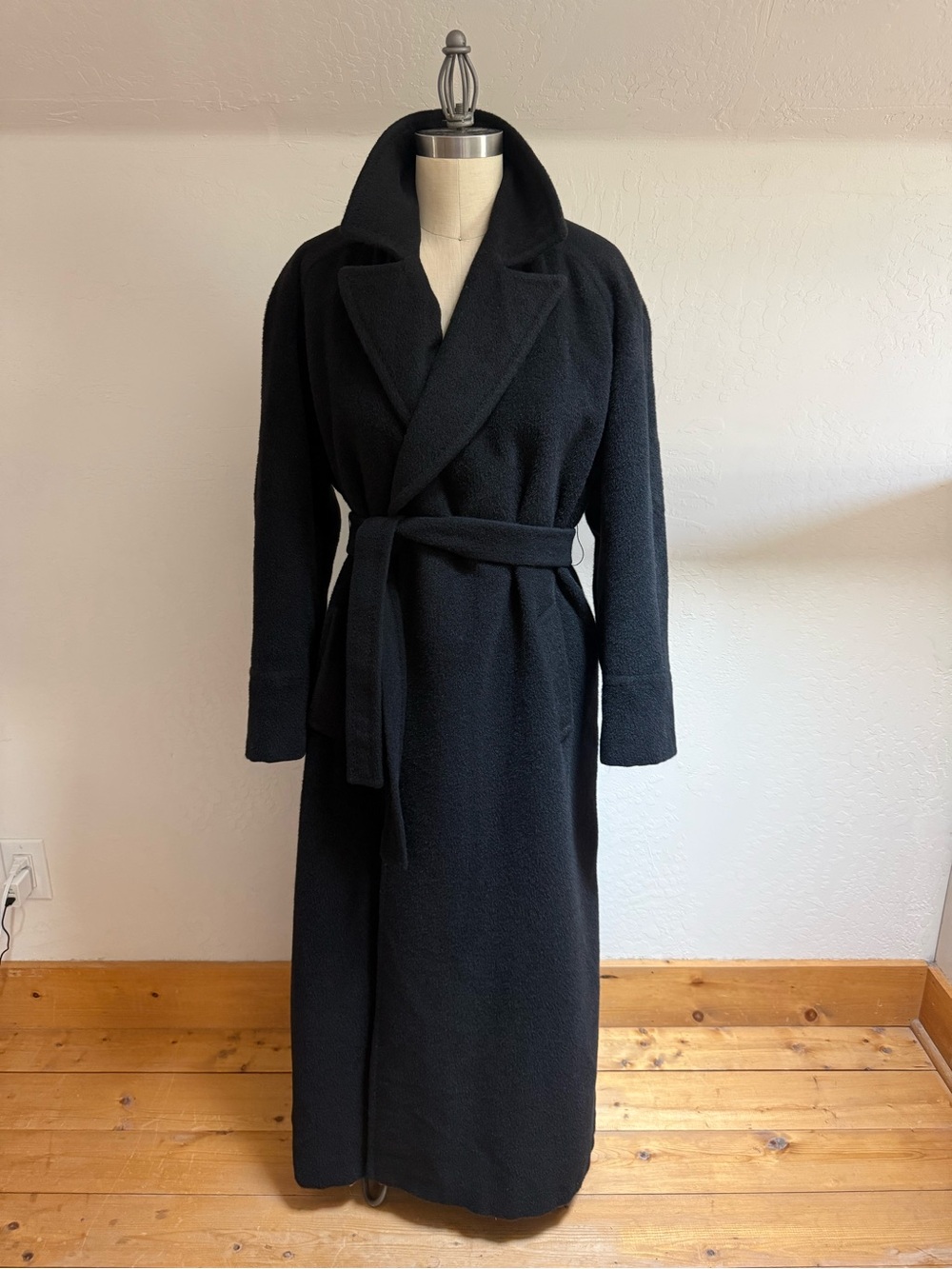 Vintage 1990’s Calvin Klein Alpaca Wool Belted Coat, Union Made in USA Size 8